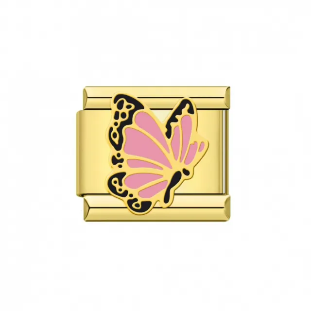 Firenze ledd - rosa sommerfugl, gull