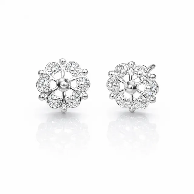 Ørepynt filigran studs, hvit