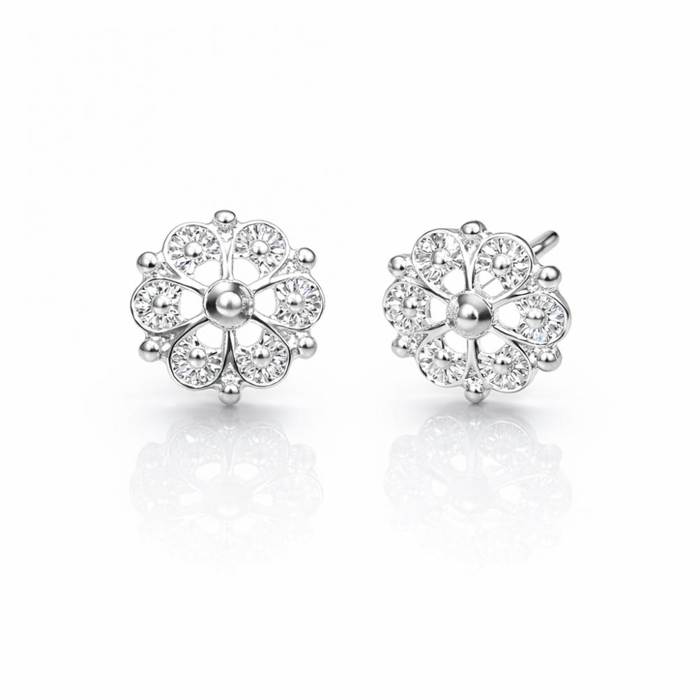 Ørepynt filigran studs, hvit