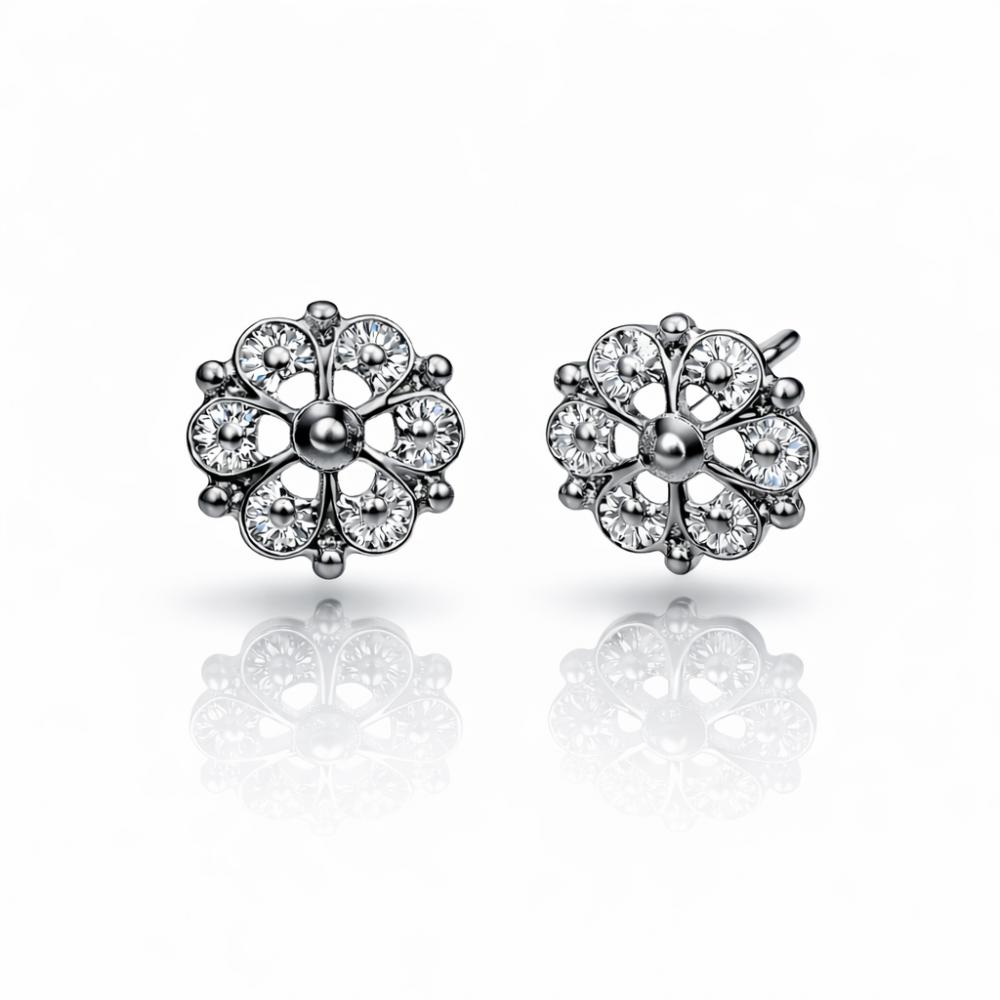 Ørepynt filigran studs, rhodinert